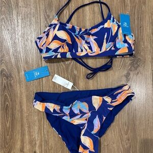 Cupshe Blue and Orange Geometric Bikini Set